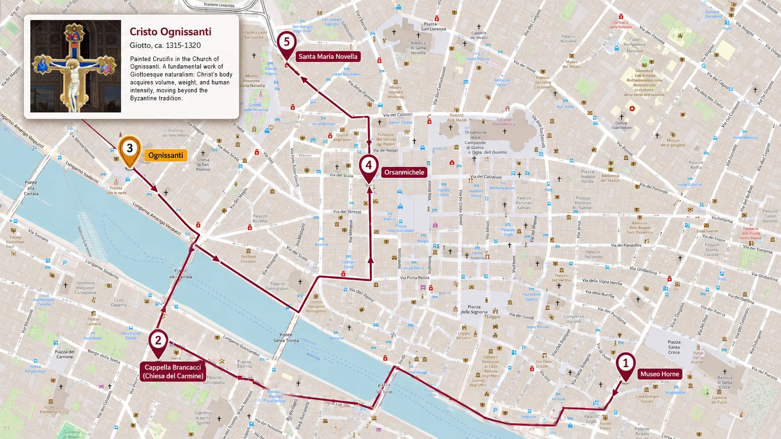 A Flâneur itinerary in Florence: a curated route connecting the Uffizi, Orsanmichele, Bargello, Opificio delle Pietre Dure, Accademia and Museo di San Marco